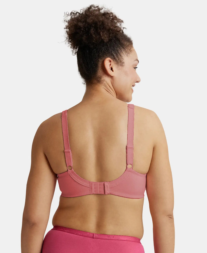 Wirefree Non Padded Super Combed Cotton Elastane Stretch Full Coverage Plus Size Bra Plush Lining Cup - Heather Rose