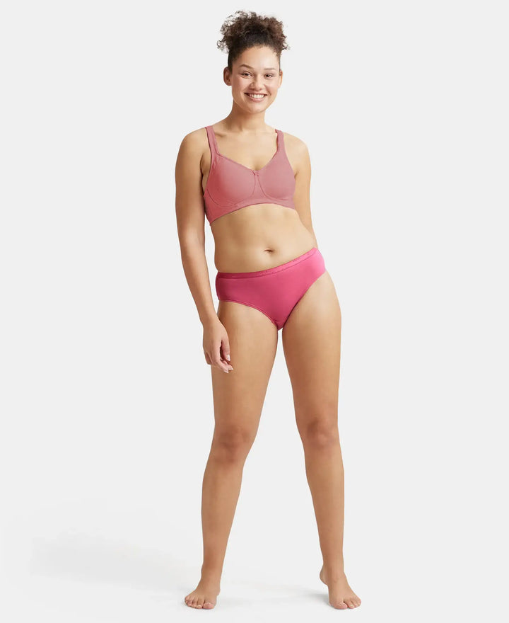 Wirefree Non Padded Super Combed Cotton Elastane Stretch Full Coverage Plus Size Bra Plush Lining Cup - Heather Rose