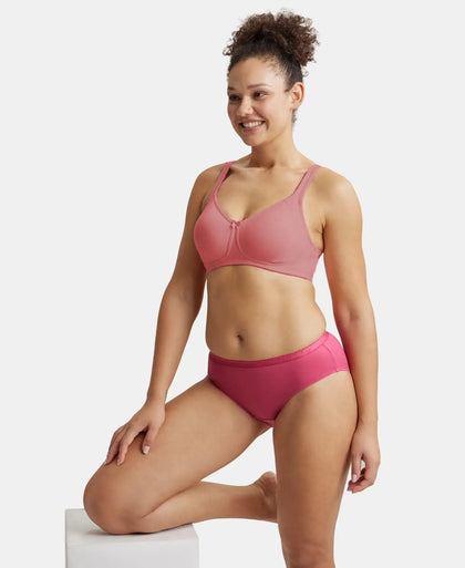 Wirefree Non Padded Super Combed Cotton Elastane Stretch Full Coverage Plus Size Bra Plush Lining Cup - Heather Rose