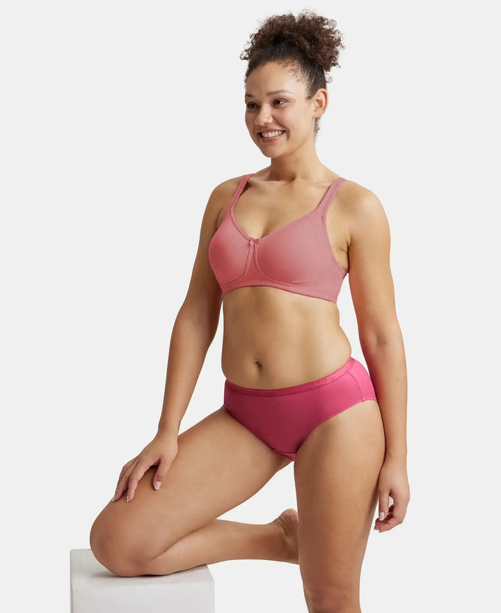 Wirefree Non Padded Super Combed Cotton Elastane Stretch Full Coverage Plus Size Bra Plush Lining Cup - Heather Rose