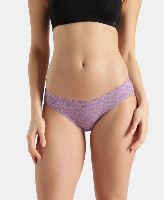 Medium Coverage Super Combed Cotton Elastane Stretch Mid Waist Bikini With Concealed Waistband and StayFresh Treatment - Assorted Prints (Pack of 3)