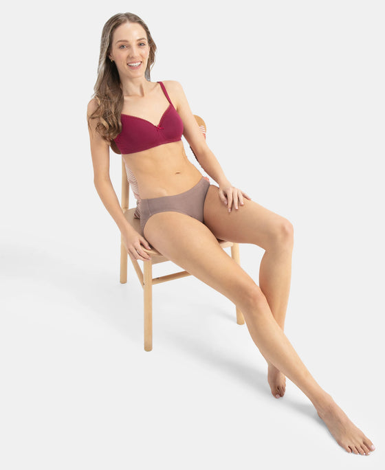 Medium Coverage Super Combed Cotton Elastane Stretch Mid Waist Bikini With Concealed Waistband and StayFresh Treatment - Assorted Colors (Pack of 3)