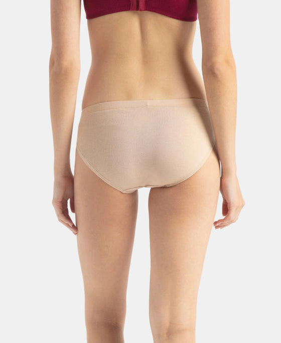 Medium Coverage Super Combed Cotton Elastane Stretch Mid Waist Bikini With Concealed Waistband and StayFresh Treatment - Assorted Colors (Pack of 3)