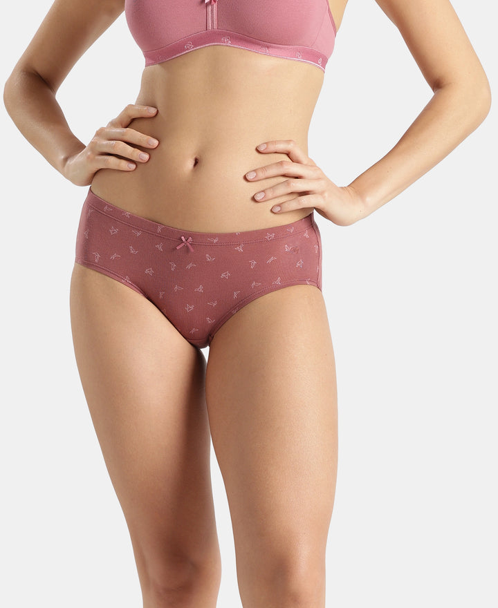 High Coverage Super Combed Cotton Elastane Stretch High Waist Hipster With Concealed Waistband and StayFresh Treatment - Assorted Prints (Pack of 3)