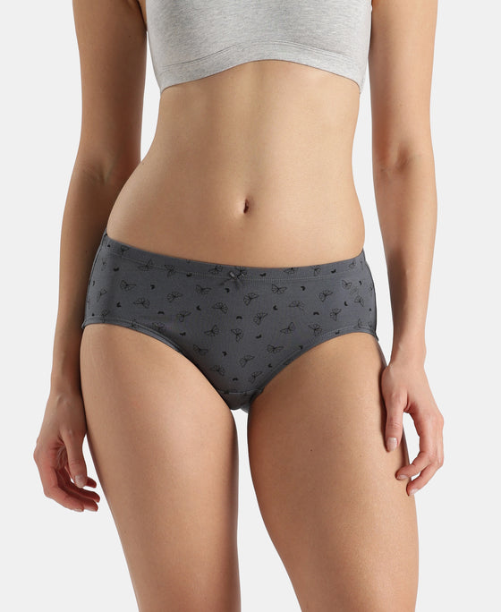 High Coverage Super Combed Cotton Elastane Stretch High Waist Hipster With Concealed Waistband and StayFresh Treatment - Assorted Prints (Pack of 3)