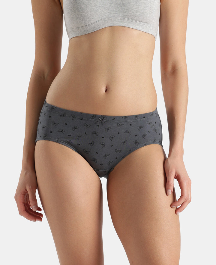 High Coverage Super Combed Cotton Elastane Stretch High Waist Hipster With Concealed Waistband and StayFresh Treatment - Assorted Prints (Pack of 3)