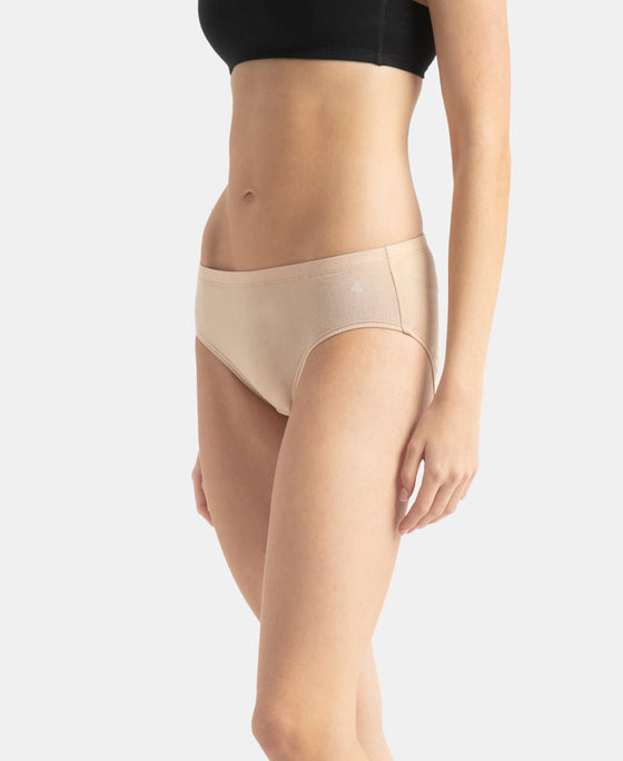 High Coverage Super Combed Cotton Elastane Stretch High Waist Hipster With Concealed Waistband and StayFresh Treatment - Assorted Colors (Pack of 3)