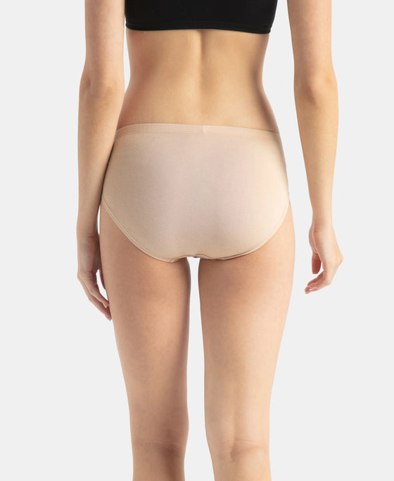 High Coverage Super Combed Cotton Elastane Stretch High Waist Hipster With Concealed Waistband and StayFresh Treatment - Assorted Colors (Pack of 3)