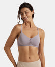Wirefree Non Padded Super Combed Cotton Elastane Stretch Full Coverage Everyday Bra with Lace Styling - Lavender Aura