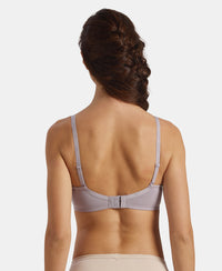 Wirefree Non Padded Super Combed Cotton Elastane Stretch Full Coverage Everyday Bra with Lace Styling - Lavender Aura