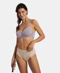Wirefree Non Padded Super Combed Cotton Elastane Stretch Full Coverage Everyday Bra with Lace Styling - Lavender Aura