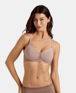 Wirefree Non Padded Super Combed Cotton Elastane Stretch Full Coverage Everyday Bra with Lace Styling - Mocha
