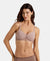 Wirefree Non Padded Super Combed Cotton Elastane Stretch Full Coverage Everyday Bra with Lace Styling - Mocha