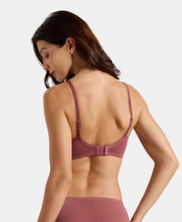 Wirefree Non Padded Super Combed Cotton Elastane Stretch Full Coverage Everyday Bra with Lace Styling - Wild Ginger