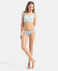 Wirefree Non Padded Super Combed Cotton Elastane Stretch Full Coverage Everyday Bra with Concealed Shaper Panel - Angel Falls