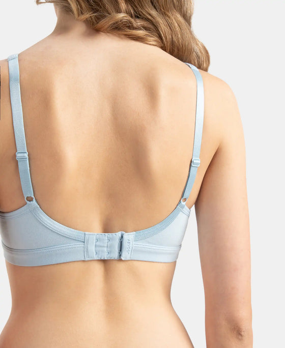 Wirefree Non Padded Plus Size Super Combed Cotton Elastane Stretch Full Coverage Everyday Bra with Concealed Shaper Panel - Angel Falls