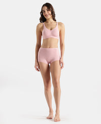 Wirefree Non Padded Super Combed Cotton Elastane Stretch Full Coverage Everyday Bra with Concealed Shaper Panel - Crush N Blush