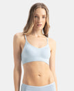 Wirefree Seamfree Non Padded Micro Touch Nylon Elastane Stretch Full Coverage Bra with Optional Cross Back Styling - Skyway