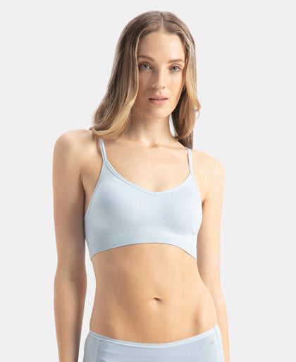 Wirefree Seamfree Non Padded Micro Touch Nylon Elastane Stretch Full Coverage Bra with Optional Cross Back Styling - Skyway