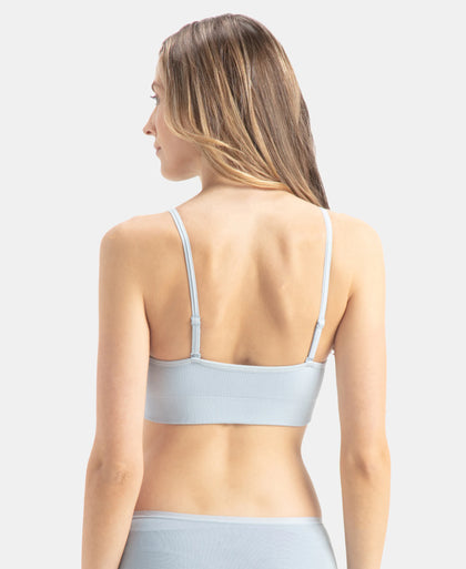 Wirefree Seamfree Non Padded Micro Touch Nylon Elastane Stretch Full Coverage Bra with Optional Cross Back Styling - Skyway