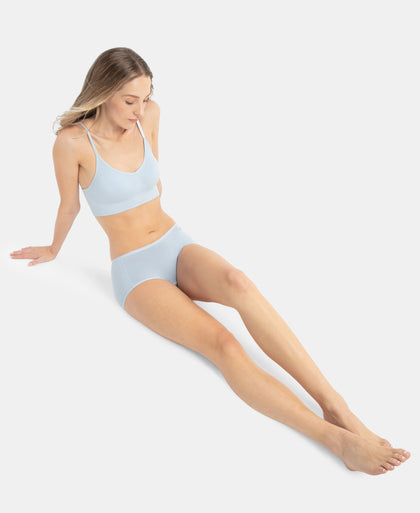 Wirefree Seamfree Non Padded Micro Touch Nylon Elastane Stretch Full Coverage Bra with Optional Cross Back Styling - Skyway