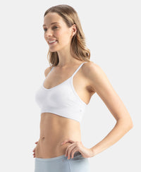 Wirefree Seamfree Non Padded Micro Touch Nylon Elastane Stretch Full Coverage Beginners Bra with Optional Cross Back Styling - White