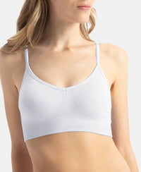 Wirefree Seamfree Non Padded Micro Touch Nylon Elastane Stretch Full Coverage Beginners Bra with Optional Cross Back Styling - White