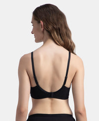 Wirefree Non Padded Super Combed Cotton Elastane Stretch Full Coverage Everyday Bra with Concealed Underband - Black