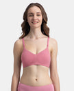 Wirefree Non Padded Super Combed Cotton Elastane Stretch Full Coverage Everyday Bra with Concealed Underband - Heather Rose