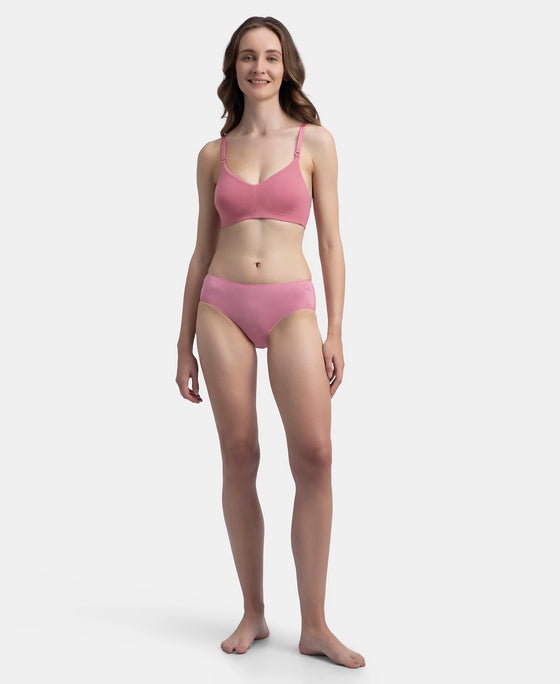 Wirefree Non Padded Super Combed Cotton Elastane Stretch Full Coverage Everyday Bra with Concealed Underband - Heather Rose