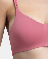 Wirefree Non Padded Super Combed Cotton Elastane Stretch Full Coverage Everyday Bra with Concealed Underband - Heather Rose