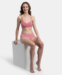Wirefree Non Padded Super Combed Cotton Elastane Stretch Full Coverage Everyday Bra with Concealed Underband - Heather Rose