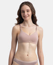 Wirefree Non Padded Super Combed Cotton Elastane Stretch Full Coverage Everyday Bra with Concealed Underband - Mocha