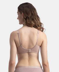 Wirefree Non Padded Super Combed Cotton Elastane Stretch Full Coverage Everyday Bra with Concealed Underband - Mocha
