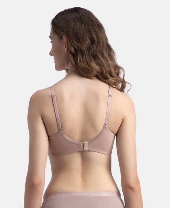 Wirefree Non Padded Super Combed Cotton Elastane Stretch Full Coverage Everyday Bra with Concealed Underband - Mocha