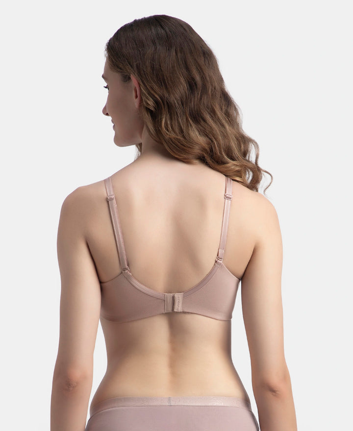 Wirefree Non Padded Super Combed Cotton Elastane Stretch Full Coverage Everyday Bra with Concealed Underband - Mocha