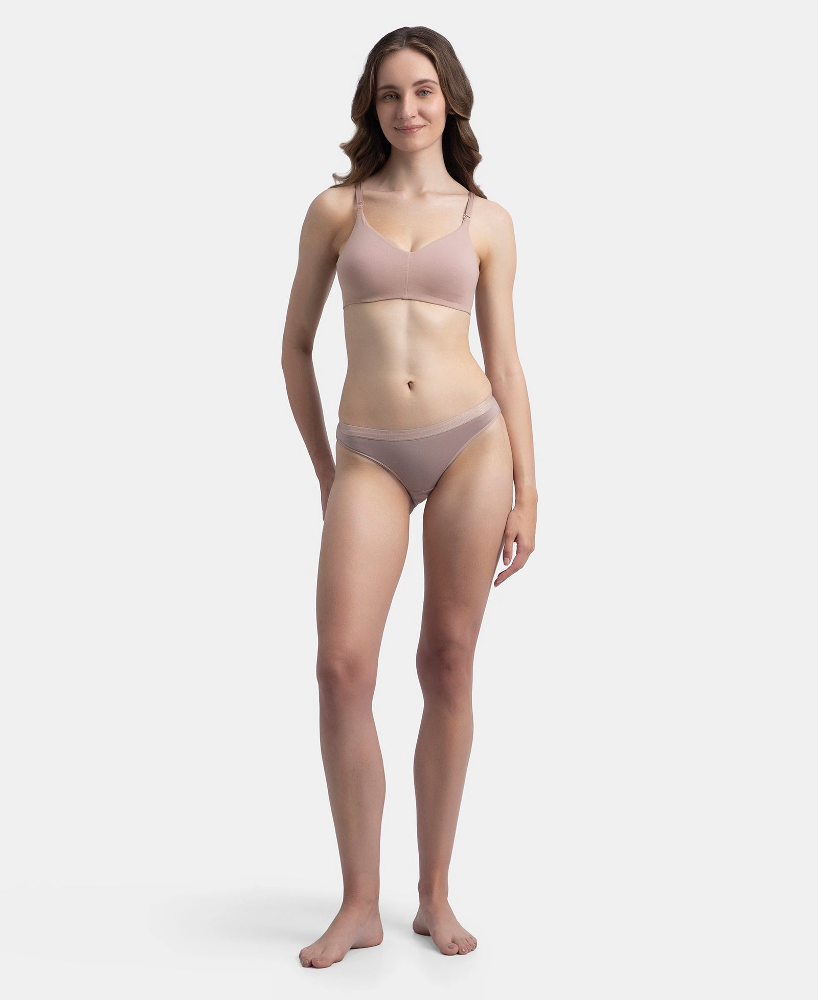 Wirefree Non Padded Super Combed Cotton Elastane Stretch Full Coverage Everyday Bra with Concealed Underband - Mocha