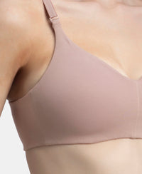 Wirefree Non Padded Super Combed Cotton Elastane Stretch Full Coverage Everyday Bra with Concealed Underband - Mocha