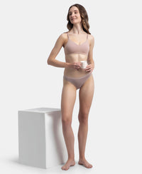 Wirefree Non Padded Super Combed Cotton Elastane Stretch Full Coverage Everyday Bra with Concealed Underband - Mocha