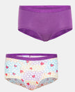Super Combed Cotton Elastane Stretch Printed Shorts with Ultrasoft Waistband - Violet & Assorted Print (Pack of 2)