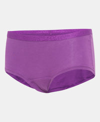 Super Combed Cotton Elastane Stretch Printed Shorts with Ultrasoft Waistband - Violet & Assorted Print (Pack of 2)