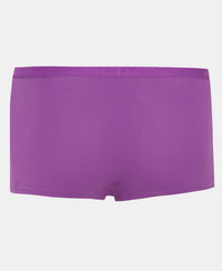 Super Combed Cotton Elastane Stretch Printed Shorts with Ultrasoft Waistband - Violet & Assorted Print (Pack of 2)