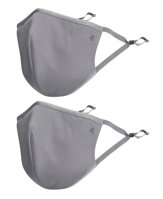 Unisex Polyester Mesh and Super Combed Cotton Woven Face Mask with Adjustable Nose-clip and Soft Elastic Ear Loops - Performance Grey (Pack of 2)