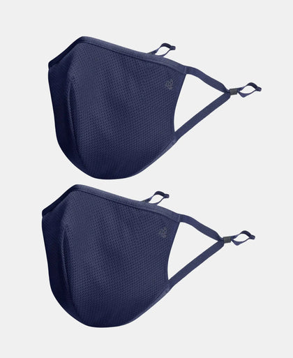 Kids Polyester Mesh and Super Combed Cotton Woven Face Mask with Adjustable Nose-clip and Soft Elastic Ear Loops - Imperial Blue (Pack of 2)