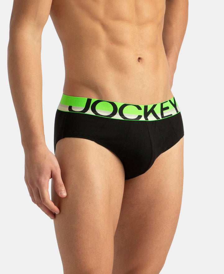 Super Combed Cotton Solid Brief with Ultrasoft Waistband - New Black
