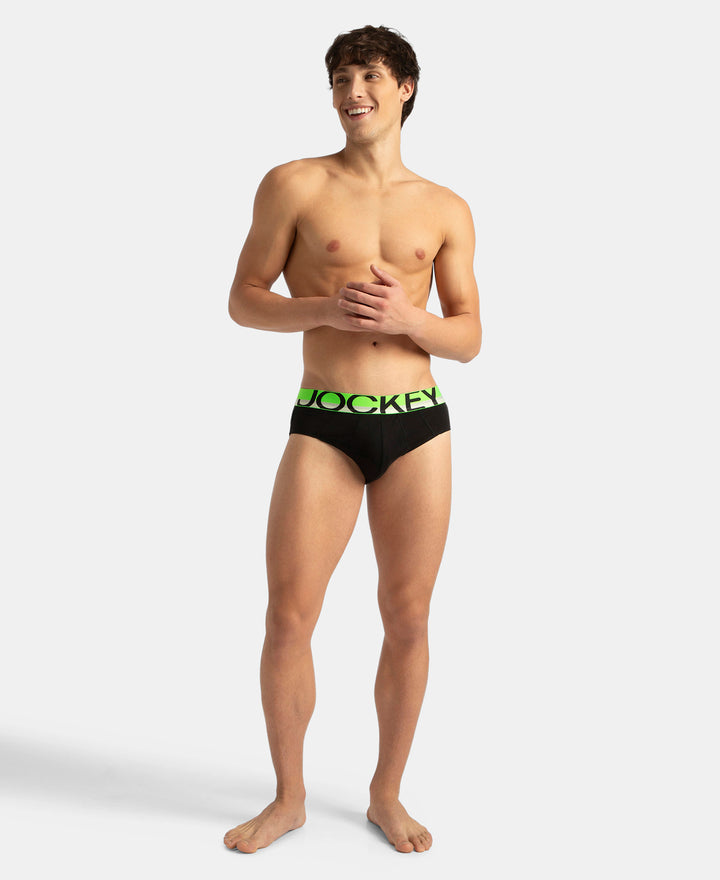 Super Combed Cotton Solid Brief with Ultrasoft Waistband - New Black