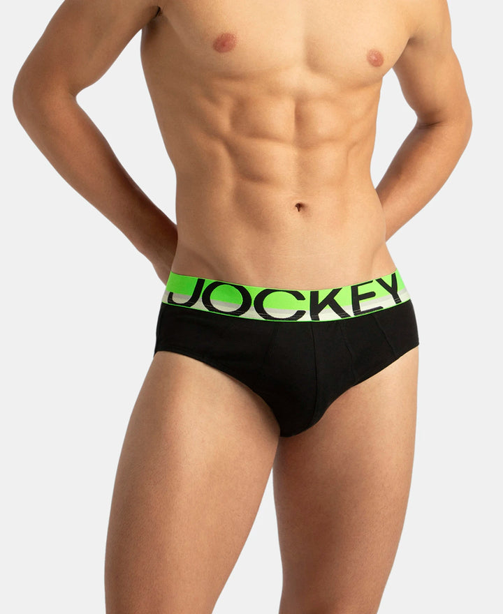 Super Combed Cotton Solid Brief with Ultrasoft Waistband - New Black