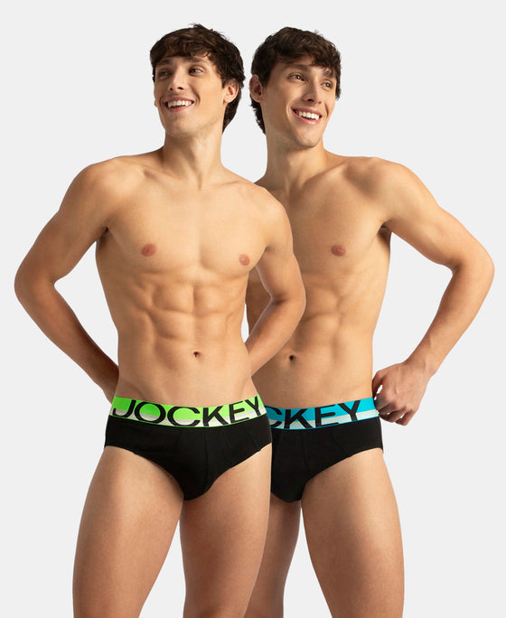 Super Combed Cotton Solid Brief with Ultrasoft Waistband - New Black (Pack of 2)