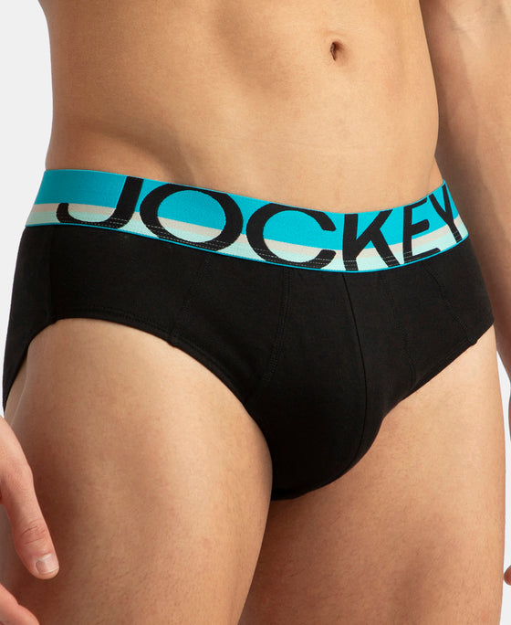 Super Combed Cotton Solid Brief with Ultrasoft Waistband - New Black (Pack of 2)