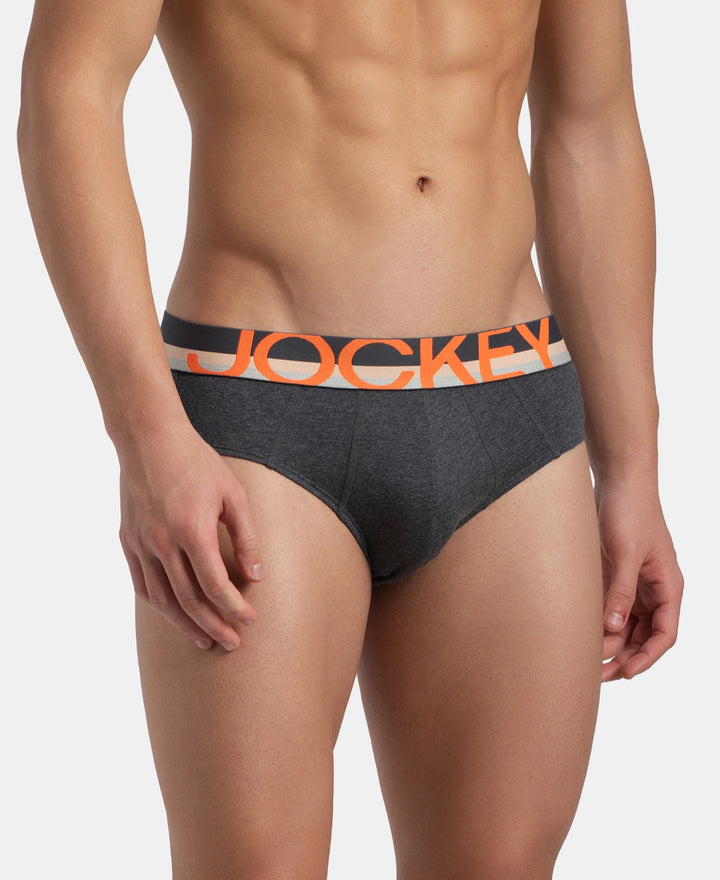 Super Combed Cotton Solid Brief with Ultrasoft Waistband - Charcoal Melange